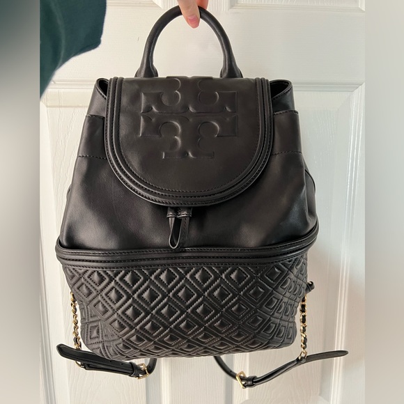 NWOT Black Leather Tory Burch Backpack - Picture 1 of 9